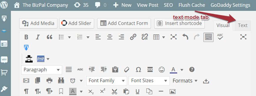 Editor Text Tab